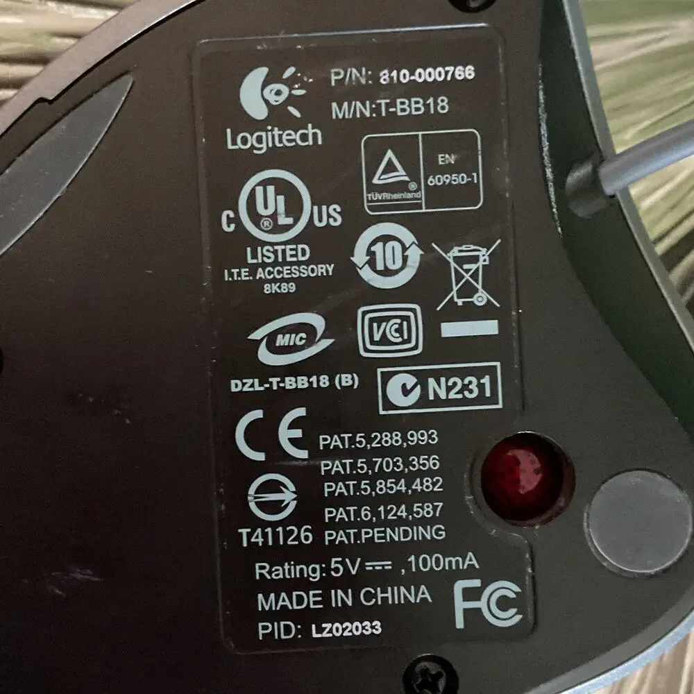 Trackman Logitech Wheel Optical Trackball Gray Mouse T-BB18
